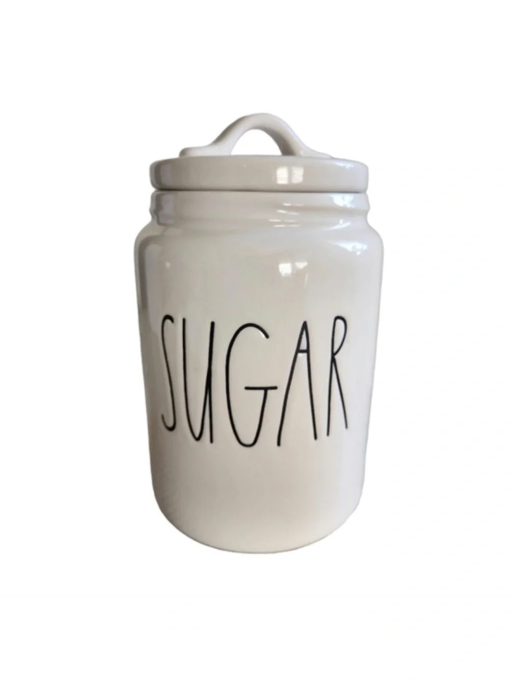 Rae Dunn White Ceramic 'SUGAR' Canister with Black Lettering